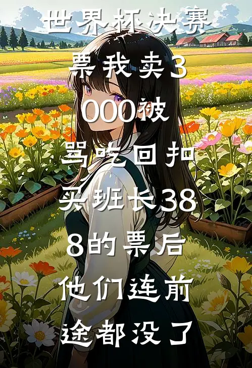 世界杯决赛票我卖3000被骂吃回扣，买班长388的票后他们连前途都没了